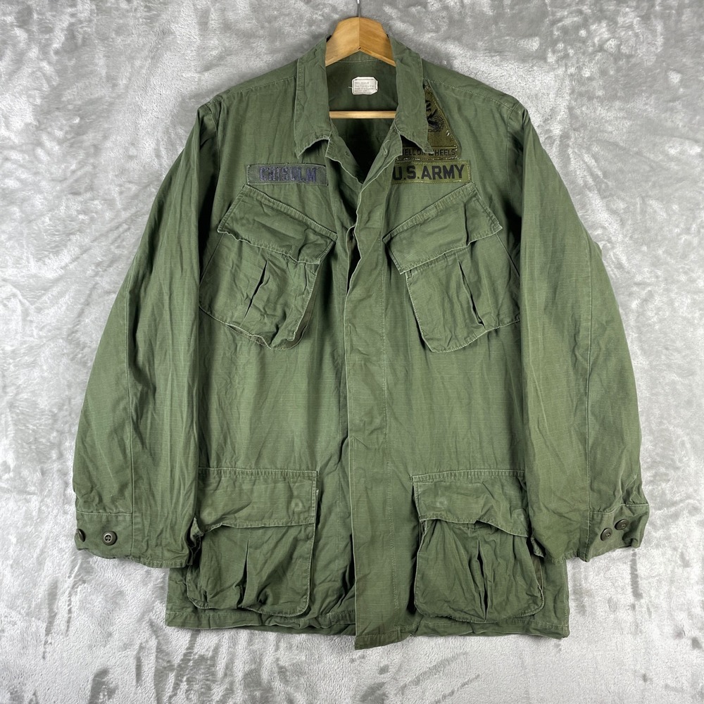 Vintage Vietnam Slant Pocket Jungle Jacket Mens Small 1969 Patch Ripstop OG 107